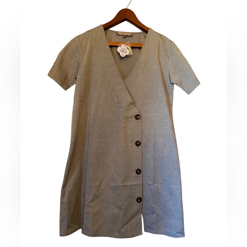 The Royal Standard Dorado Button Gray Wrap Dress